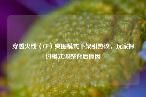 穿越火线（CF）突围模式下架引热议，玩家探讨模式调整背后原因
