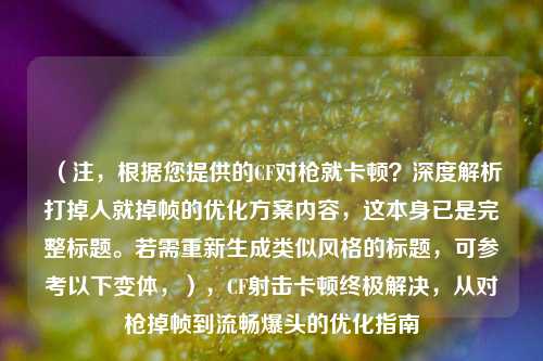 （注，根据您提供的CF对枪就卡顿？深度解析打掉人就掉帧的优化方案内容，这本身已是完整标题。若需重新生成类似风格的标题，可参考以下变体，），CF射击卡顿终极解决，从对枪掉帧到流畅爆头的优化指南