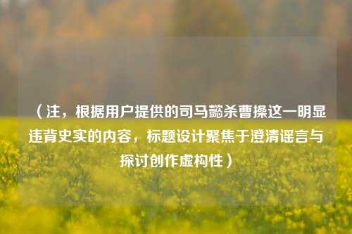 （注，根据用户提供的司马懿杀曹操这一明显违背史实的内容，标题设计聚焦于澄清谣言与探讨创作虚构性）