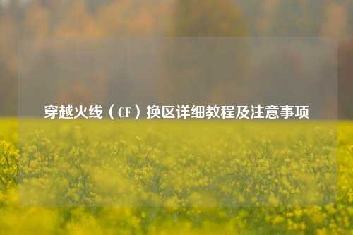 穿越火线（CF）换区详细教程及注意事项