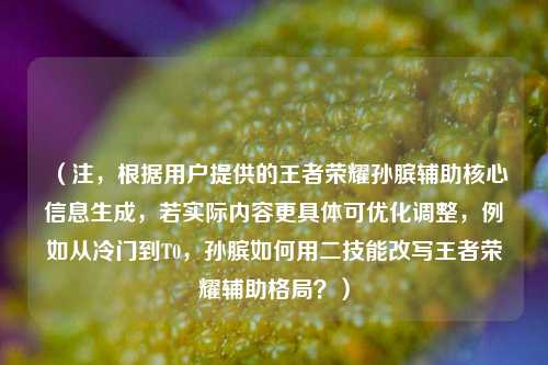 (注,根据用户提供的王者荣耀孙膑辅助核心信息生成,若实际内容更具体可优化调整,例如从冷门到T0,孙膑如何用二技能改写王者荣耀辅助格局?)