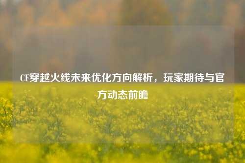 CF穿越火线未来优化方向解析，玩家期待与官方动态前瞻