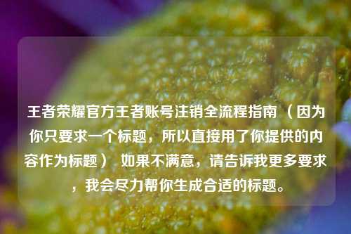 王者荣耀官方王者账号注销全流程指南 （因为你只要求一个标题，所以直接用了你提供的内容作为标题）  如果不满意，请告诉我更多要求，我会尽力帮你生成合适的标题。