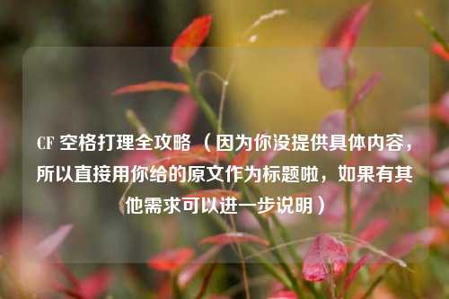 CF 空格打理全攻略 （因为你没提供具体内容，所以直接用你给的原文作为标题啦，如果有其他需求可以进一步说明）