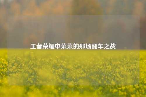 王者荣耀中菜菜的那场翻车之战