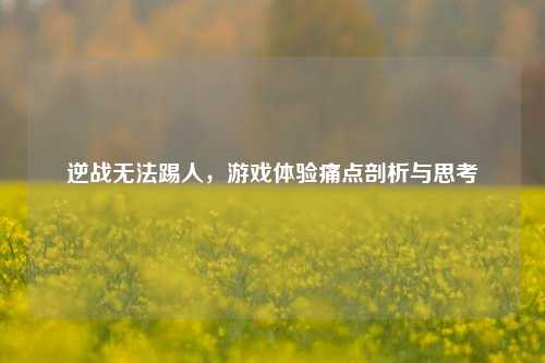 逆战无法踢人,游戏体验痛点剖析与思考