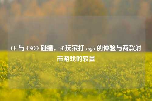 CF 与 CSGO 碰撞,cf 玩家打 csgo 的体验与两款射击游戏的较量