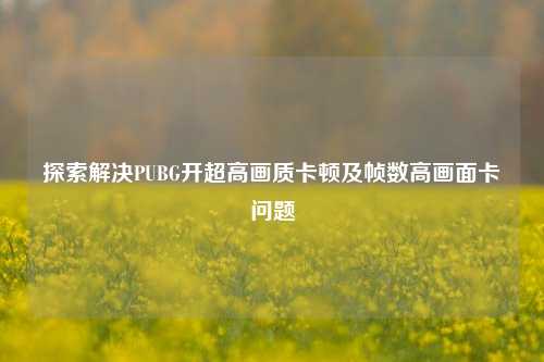 探索解决PUBG开超高画质卡顿及帧数高画面卡问题
