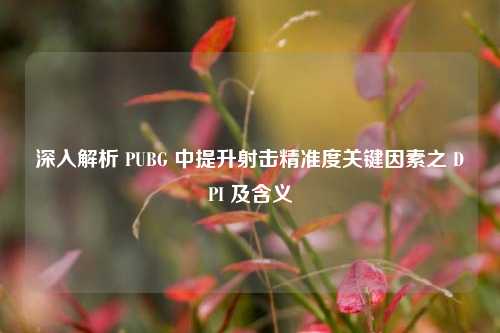 深入解析 PUBG 中提升射击精准度关键因素之 DPI 及含义