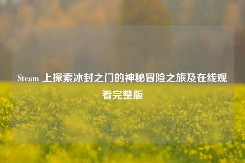 Steam 上探索冰封之门的神秘冒险之旅及在线观看完整版