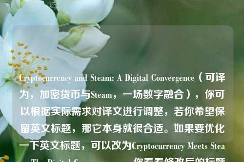 Cryptocurrency and Steam: A Digital Convergence(可译为,加密货币与Steam,一场数字融合),你可以根据实际需求对译文进行调整,若你希望保留英文标题,那它本身就很合适。如果要优化一下英文标题,可以改为Cryptocurrency Meets Steam: The Digital Convergence 。 你看看修改后的标题是否符合你的要求,若不符合,你可以告诉我更具体的想法,比如希望标题更具吸引力或者更简洁等,以便我为你生成更准确的内容。 这里我