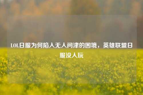 LOL日服为何陷入无人问津的困境,英雄联盟日服没人玩