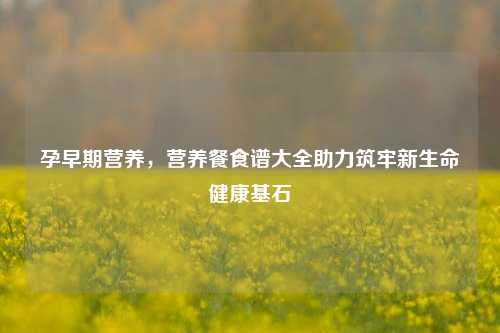 孕早期营养,营养餐食谱大全助力筑牢新生命健康基石