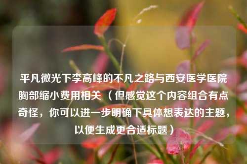 平凡微光下李高峰的不凡之路与西安医学医院胸部缩小费用相关 (但感觉这个内容组合有点奇怪,你可以进一步明确下具体想表达的主题,以便生成更合适标题)