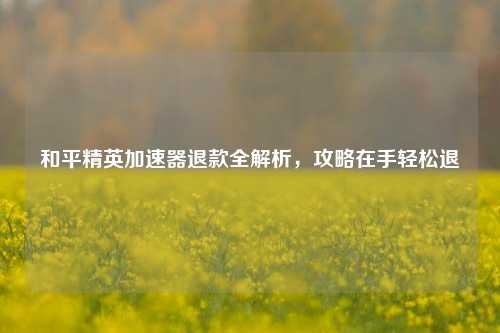 和平精英加速器退款全解析,攻略在手轻松退